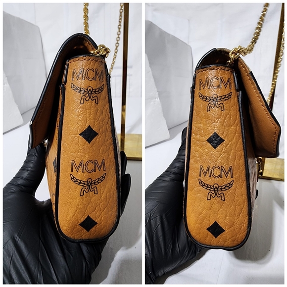 MCM Visetos Millie Crossbody Bag Brown - Picture 7 of 13